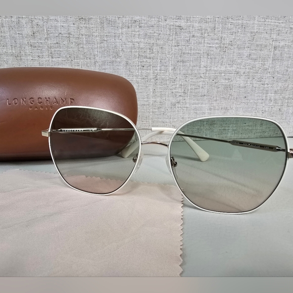 Longchamp LO151S Oversized Square White Wire Sunglasses